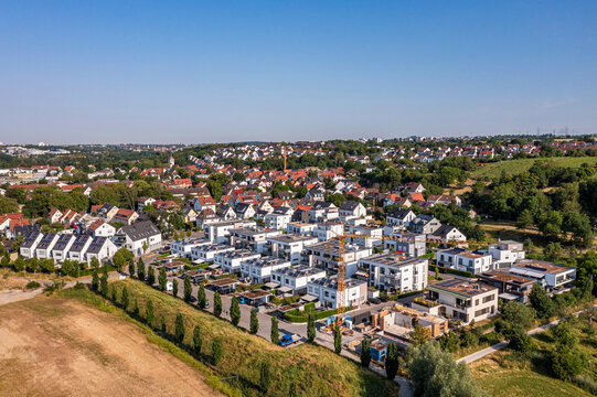 Germany, Baden-Wurttemberg, Waiblingen, Aerial view of modern development area