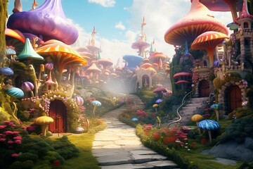 A sweet and colorful fantasy world. Generative AI
