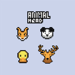 this is Animal Head icon in pixel art with simple color and blue background ,this item good for presentations,stickers, icons, t shirt design,game asset,logo and your project.