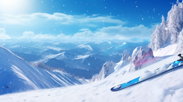 Background of ski theme in a snow winter scene 