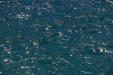 Bright blue sea surface, close-up.