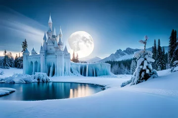 Foto op Plexiglas winter landscape with church © The Image Studio