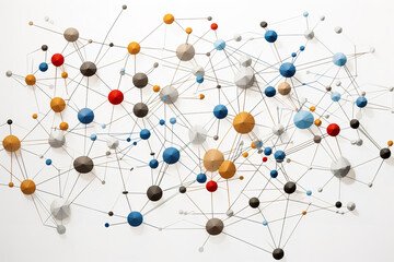 A large conceptual diagram on a wall shows how various ideas are interconnected in a complex network