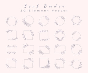 collection of foliage borders vector elements flat color