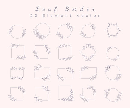 collection of foliage borders vector elements flat color