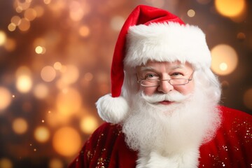 Santa Claus on blurred lights background