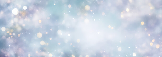 Winter abstract background of glitter vintage lights . defocused banner. illuminating glittering...