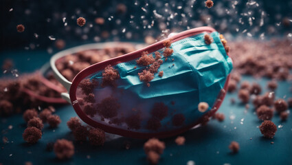 concept of the idea of protecting a mask from viruses. various medical masks that save you from infection