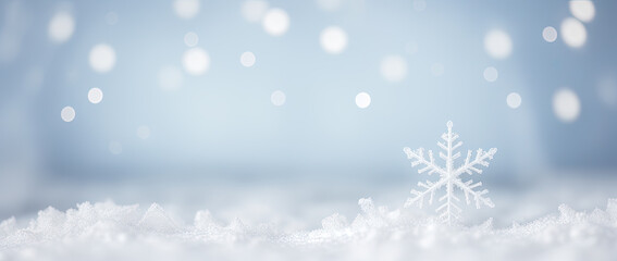 snowflake ice crystal shape blurry lights and snow falling on a cold winter. Snowfall texture of...