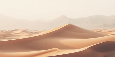 Majestic desert dunes in a vast and remote arid landscape with sandy terrain. - obrazy, fototapety, plakaty