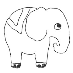 タイ旅行の象モノクロおしゃれ手書きイラスト素材