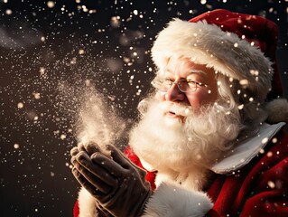 Santa Clause, Christmas Eve, magical scene, Generative AI