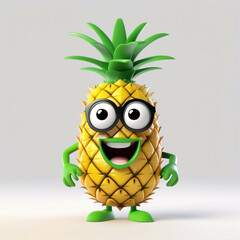 Pineapple character. Digital illustration.