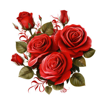 red roses isolated on transparent background