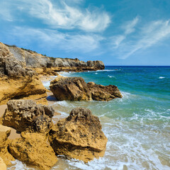 Atlantic rocky coast view (Algarve, Portugal).