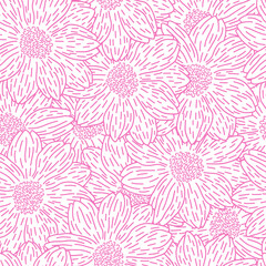 Anemone flower line detail seamless pattern. Suitable for backgrounds, wallpapers, fabrics, textiles, wrapping papers, printed materials, and many more.