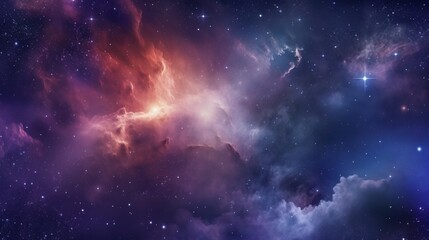 Fototapeta premium Colorful space illustration with galaxies clouds and stars on dark background