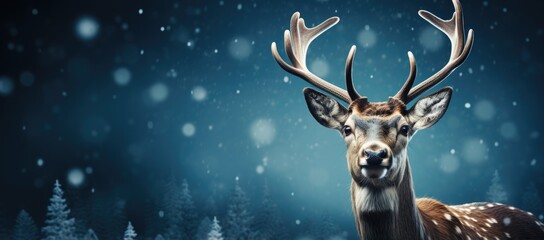 Festive reindeer against a blue backdrop.