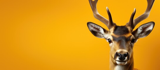 Holiday reindeer set against a bright yellow surface