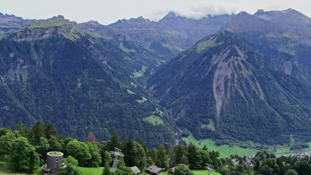 Captivating Braunwald resort at Glarnerland Switzerland aerial drone