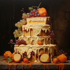 Naklejka premium fruits and cheese