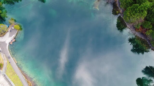 Blausee Naturpark view in Switzerland 4K Drone shot