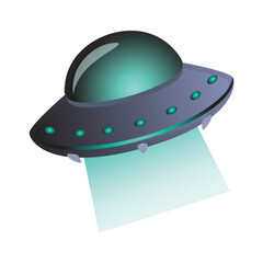 Flying Saucer vector emoji icon.Isolated Unidentified Flying Object UFO alien vector sign design.
