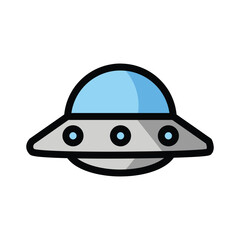 Flying Saucer vector emoji icon.Isolated Unidentified Flying Object UFO alien vector sign design.