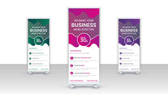 Corporate rollup banner template, advertisement, pull-up, polygon background, vector illustration, business flyer, and display banner for your Corporate business, company