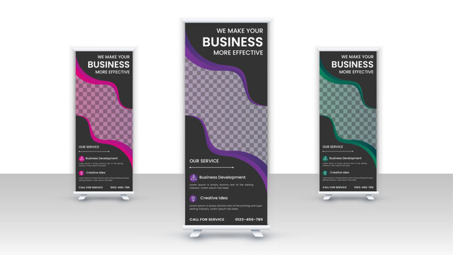 Corporate rollup banner template, advertisement, pull-up, polygon background, vector illustration, business flyer, and display banner for your Corporate business, company