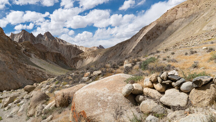 Beautiful mountain wilderness landscape in the Indian Himalayans of Ladakh
