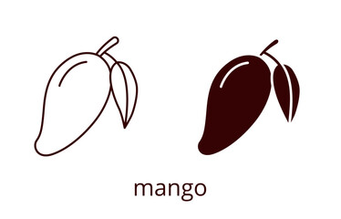 Mango icon, line editable stroke and silhouette