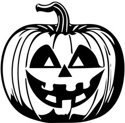 Jack o lantern halloween, black and white illustration of a Halloween pumpkin 