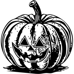 Jack o lantern halloween, black and white illustration of a Halloween pumpkin 