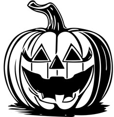 Jack o lantern halloween, black and white illustration of a Halloween pumpkin 