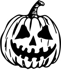 Jack o lantern halloween, black and white illustration of a Halloween pumpkin 