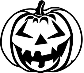 Jack o lantern halloween, black and white illustration of a Halloween pumpkin 