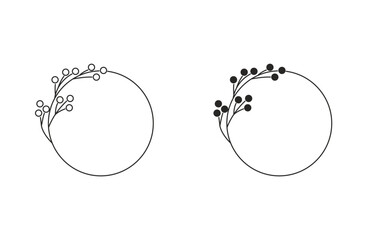 Botanical wreath vector, line style