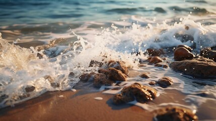 beach waves crashing against rocks