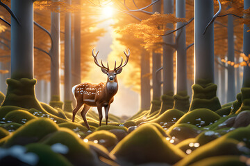 You've designed a deer grazing peacefully in a sunlit forest. Generative AI