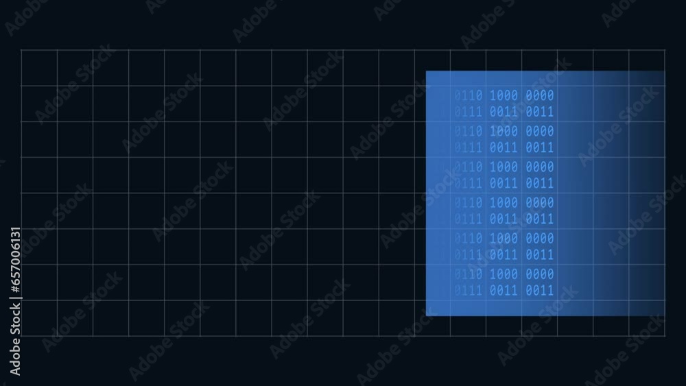 Poster AI Artificial intelligence concept - abstract animated background in 4K - movement of spotlight window over random varying 4-digit binary code and KI Letter - endless loop
