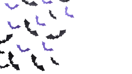 Background for Halloween with black and purple bats and place for text