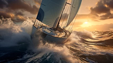 Rolgordijnen Sailboat. Ship with sail.  © XtravaganT