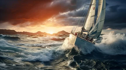 Fototapeten Sailboat. Ship with sail.  © XtravaganT