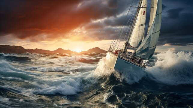 Sailboat. Ship with sail. © XtravaganT