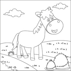 Vector illustration of flat cartoon bay horse isolated on white background, Funny vector illustration, Trendy children graphic with Line Art Design Hand Drawing Sketch Vector illustration For Adult An