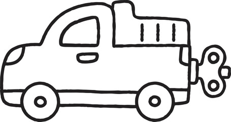 Outline Toy Car Cartoon Illustration Wind Up Dump Truck