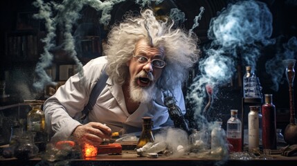 Crazy Scientist in a Lab