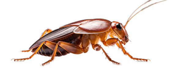 Close-up of a cockroach on a light transparent background. Side view. PNG file. Generative AI