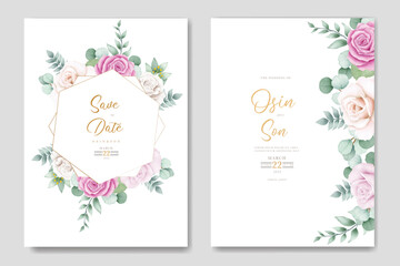 Fototapeta na wymiar beautiful roses invitation card template 
